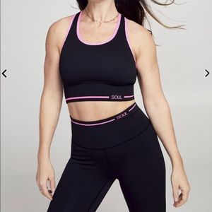 NEW soulcycle ribbed seamless kit black / pink S